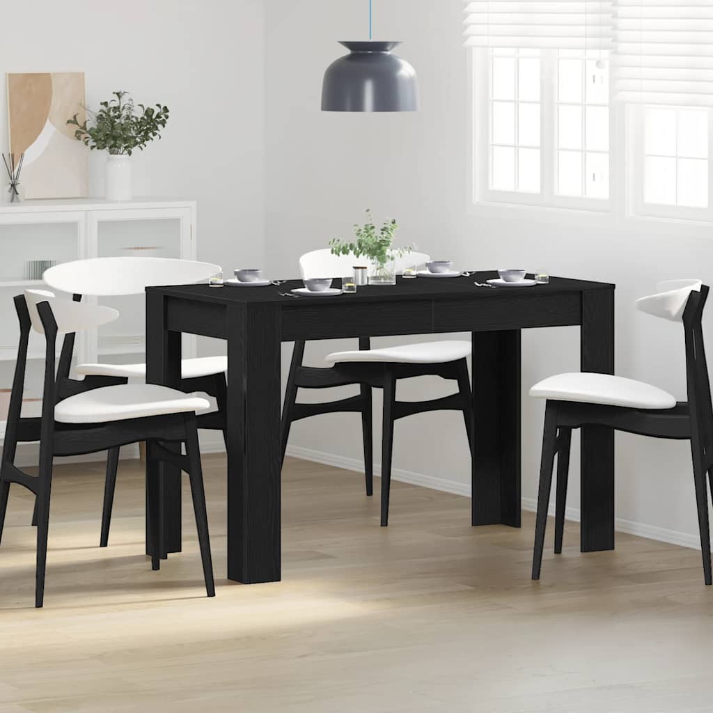 Dining Table Black Oak 120x60x76 cm Engineered Wood